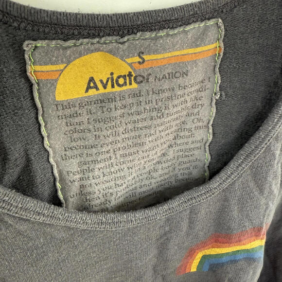 Aviator Nation Black Tank Top with Rainbow - Picture 3 of 4